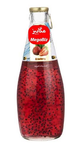 مگابیز نوشیدنی تخم شربتی توت فرنگی 290 میلی